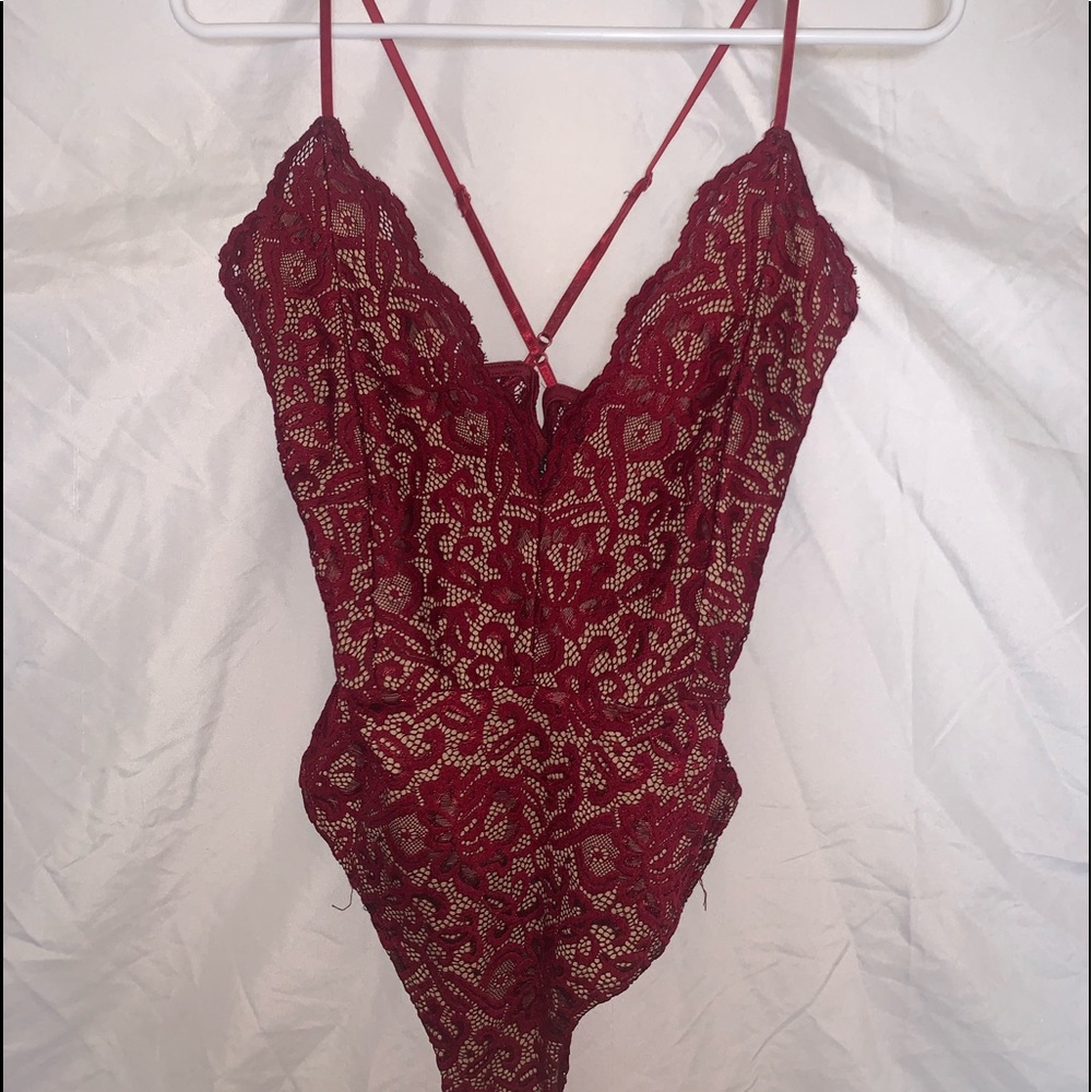 Maroon Lace Bodysuit